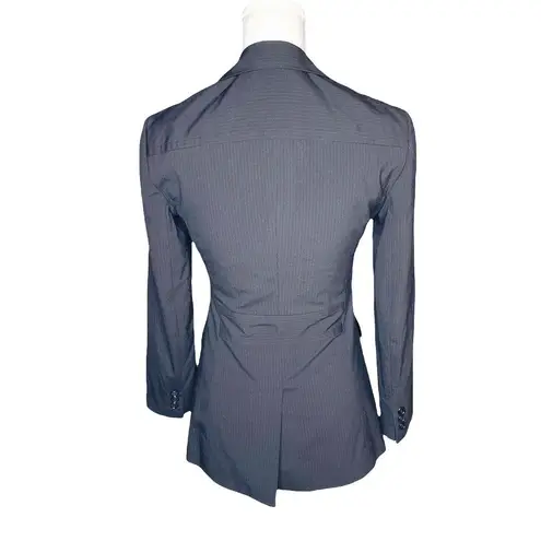 BCBGMAXAZRIA BCBG Maxazaria Jacket Blazer Sz 2 Pinstripe Black Light Shoulder Pads Stretch