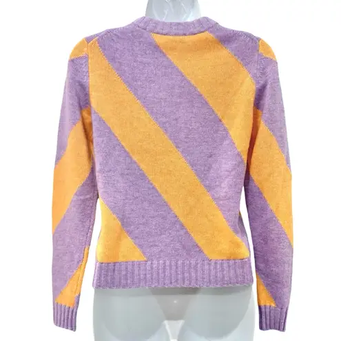 Esprit Purple Orange Diagonal Stripe Cashmere Blend Crew Neck Sweater size XXS - Image 6
