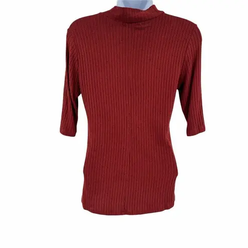 Nordstrom Living Doll Red Mock Neck Ribbed Knit Top L