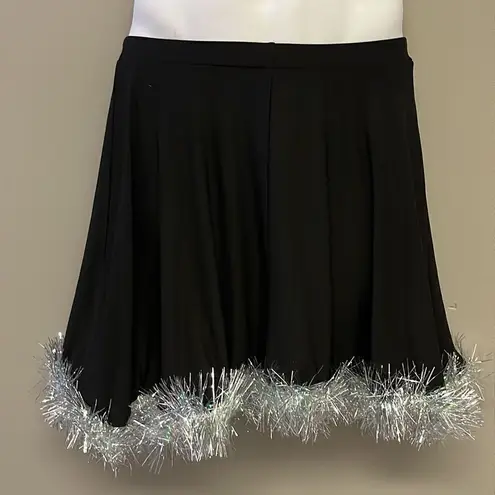 Btween Us Black Fit and Flare Ugly Christmas Skirt w/ Bows & Tinsel Garland