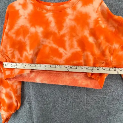 Tna Cozy Fleece Sweatshirt Womens Small Orange Tie Dye Crop Pullover Crewneck