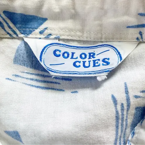 Vintage 1980s Color Cues Abstract Geometric Sailboat Summer Fun Button Down Top White Size undefined