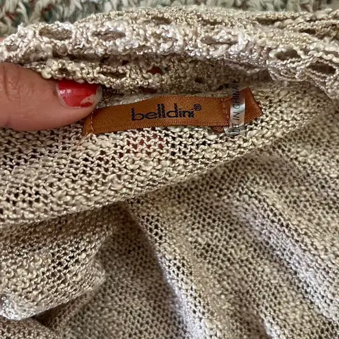 Beldini Beige Crochet Cardigan Size Small