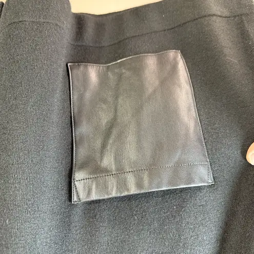 Donna Karan Black blouse with faux Leather pockets SZ:S