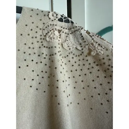 Siren Lily Womens Sweater Sz 3X Lace Detail Sleeves NEW Bling Cut Outs Cream
