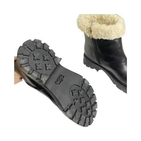 Coach  Jane Boot 9 Lug Sole Black Leather Sherpa Reg $385