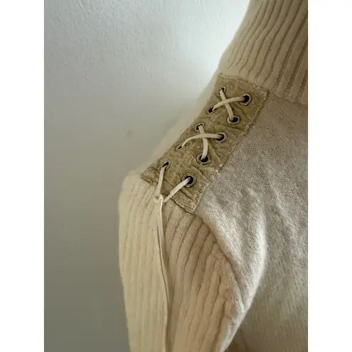 Vintage Jean Paul Gaultier Wool Zip Up Turtleneck Sweater Cream Size L Size L