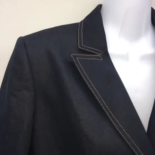 Tahari A.S.L. Separates Navy Denim Styled Blazer/Jacket w/Tan Top Stitching Sz 6