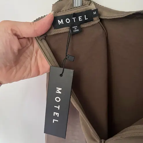 Motel Satin Maxi Slip Skirt Sz M Olive Y2K Whimsigoth Indie Sleaze Satin Grunge