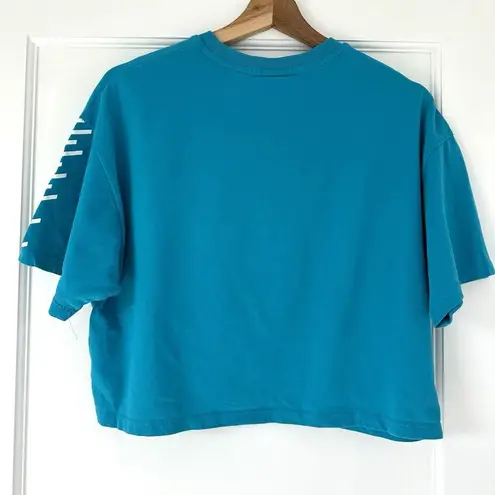 Superdry Sport Teal Cropped Top T-Shirt US 8 UK 14 EU 42 Logo