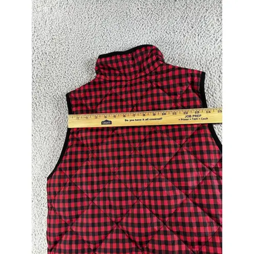 J Crew Vest Women Medium Plaid Puffer Full Zip Red