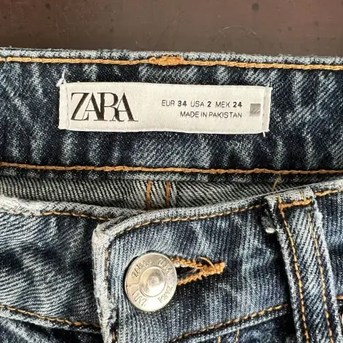 ZARA  Jeans Slim Straight Leg High Rise Dark‎ Wash Blue Denim Women’s Size 2