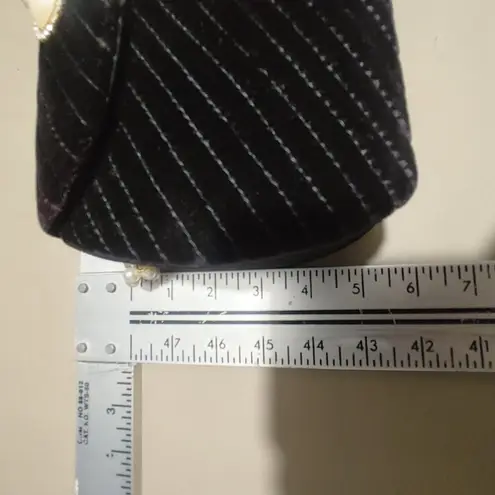 Black Velour Columbine Faux Pearl Rhinestone Vintage Purse Bag Crossbody