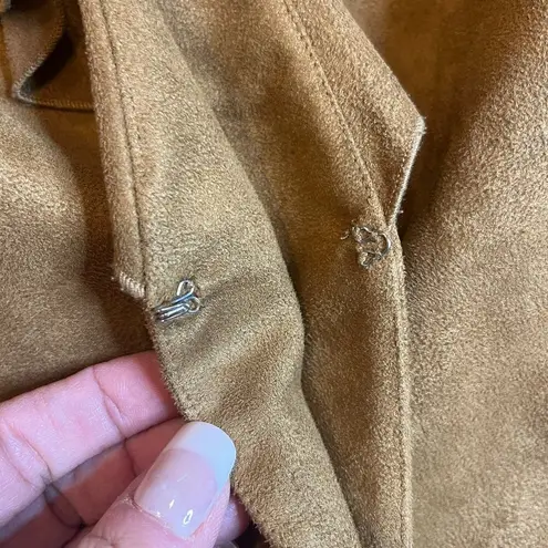 Faux Suded Ruffle Hem 2 Piece Dress Jacket Western Boho Brown SZ 18W Suit Set Tan