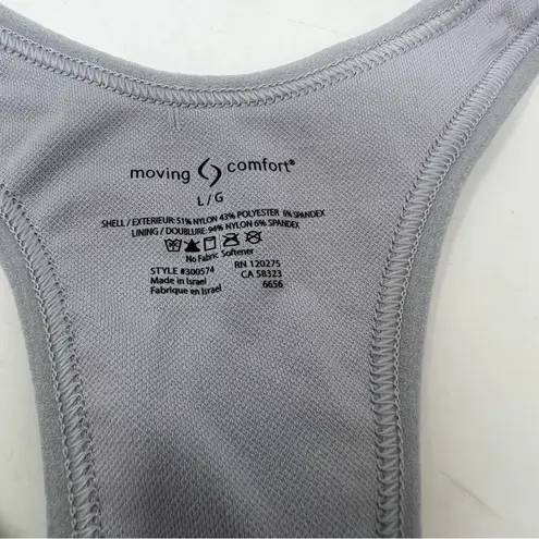 Moving Comfort JustRight Racer sports bra in sterling heather size L Large NWT