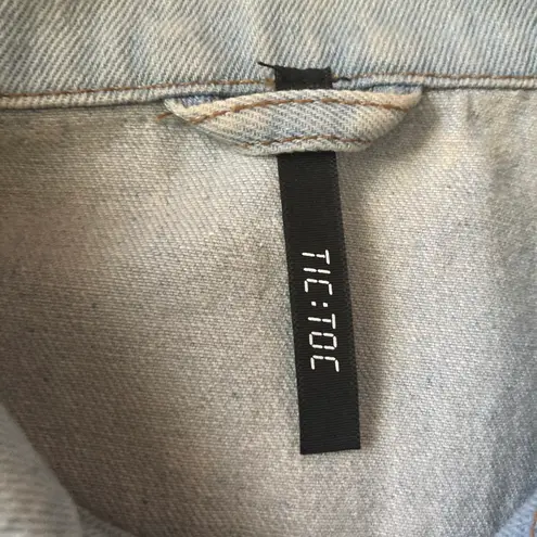 Tic Toc Oversized Embellished Denim Jacket Blue