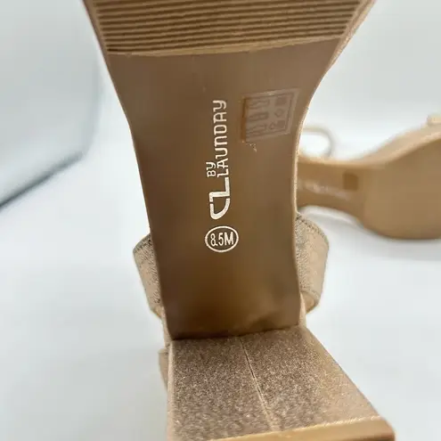 CL by Laundry  Sandals Womens 8.5 Gold Go On 2 Chunky Block Heels Sandal NEW