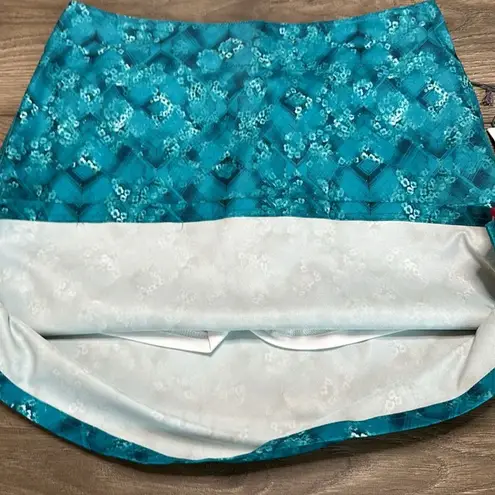 Lija 17” High Rise Turquoise Floral Print Golf Skirt Size 0 Blue