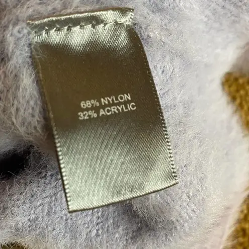 Marled Sweater Short Sleeve Eyelash Knit Mock Neck Lavender Purple Womens Large