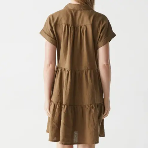 Michael Stars NEW greta short sleeve linen dress dolmam brown khaki size small