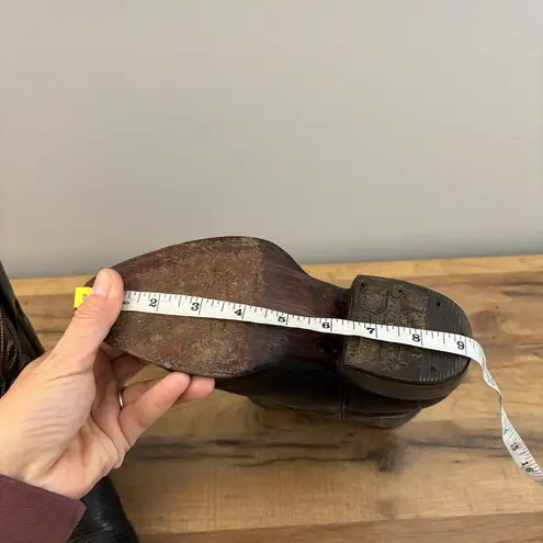 African Brand Leather Ornate Design Cowboy Boots Black Vintage 90s Women’s Size 6