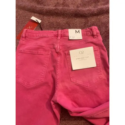 Q2 Premium Denim Women's Medium Straight Cut Bright Pink Jeans NWT Size 4