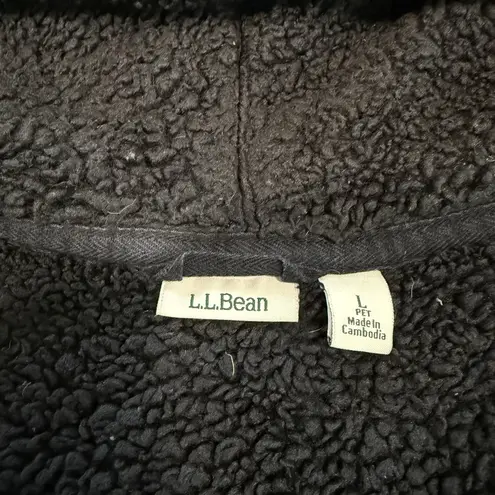 LL Bean 1912 Sweatshirt Sherpa Lined Full Zip Hoodie Pockets LARGE PETITE Gray Size undefined