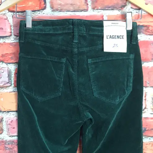 L'Agence Emerald Green  Velvet Margot High Rise Skinny Pants