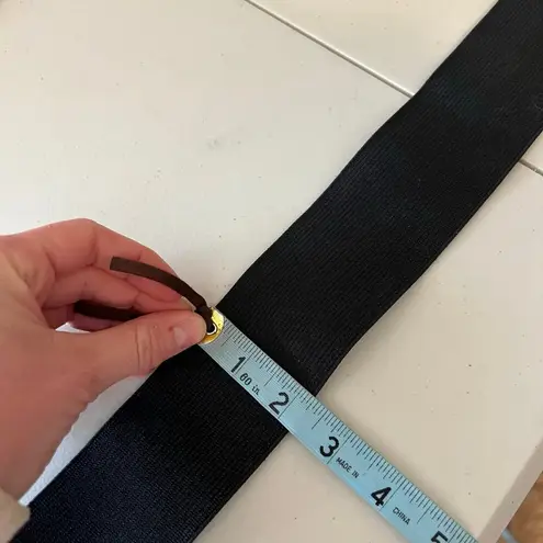 Black Thick Wide Stretchy Golden Slide Buckle Belt Size Small