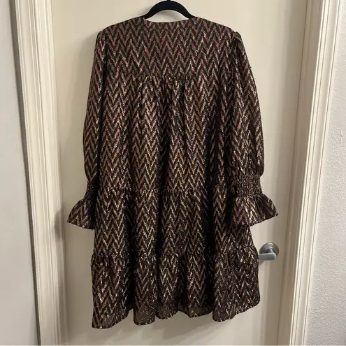 NWT Pomander Place Metallic Ikat Kenzo Dress XXL Black