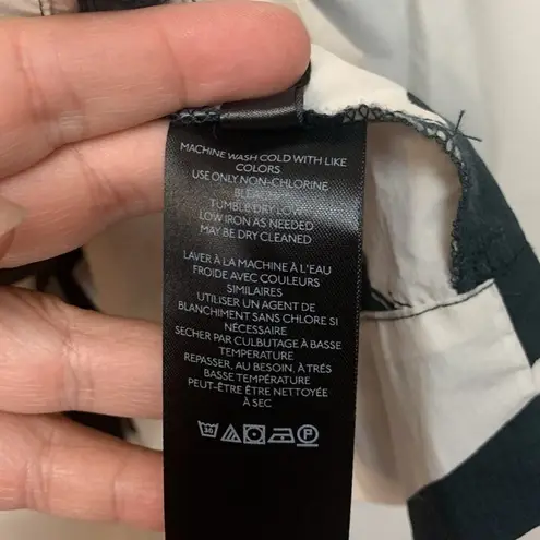 Maeve womens size 0 xs dress black white abstract guest summer cotton tie v neck