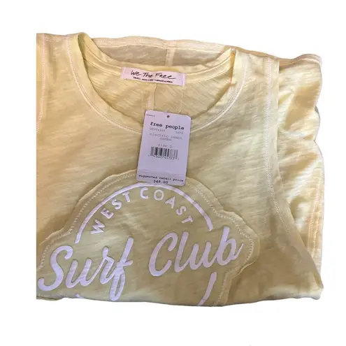 We The Free Free People Womens Yellow West Coast Surf Club Cut Out Tank Top