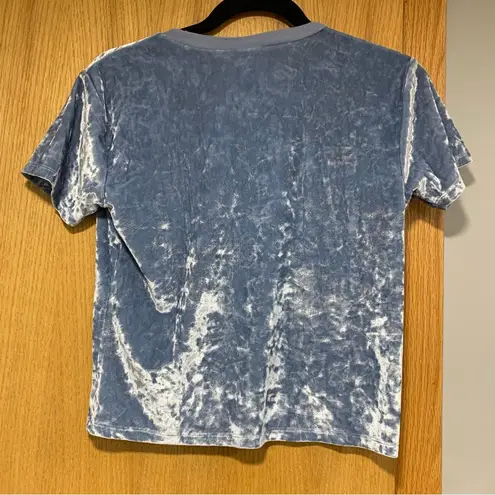 PINK - Victoria's Secret Victoria Secret Pink Tee Shirt Cropped in Blue Crushed Velvet - Size XS