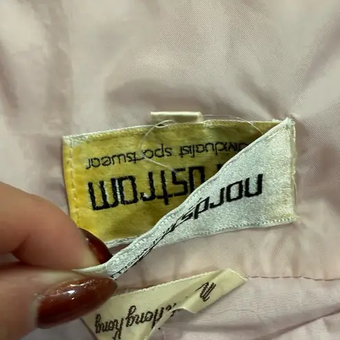 Vintage Nordstrom Baby Pink Light Windbreaker Ruffle Mock Neck Jacket size M / L Size M