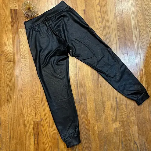 Commando  Black Faux Leather Jogger Pants Size Medium