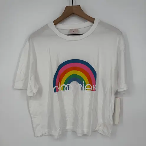 Bloomies Rainbow Graphic T Shirt Women's M Medium White Colorful Cute Tee