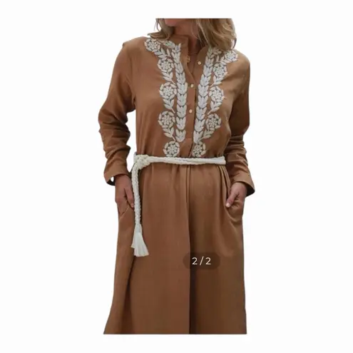 Ex Voto Ivy Caftan Doe Color Ivory Embroidery Off