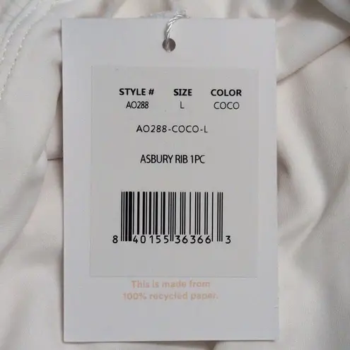ANDIE Asbury Ribbed One Piece Coco High Neck Low Back Adjustable L New