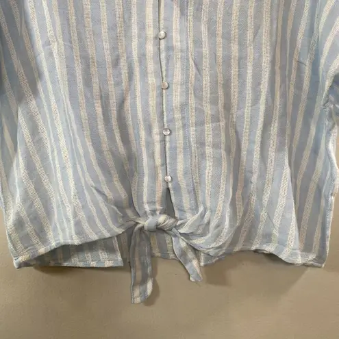 Elan NWT  Blue and White Stripe Tie Front Shirt