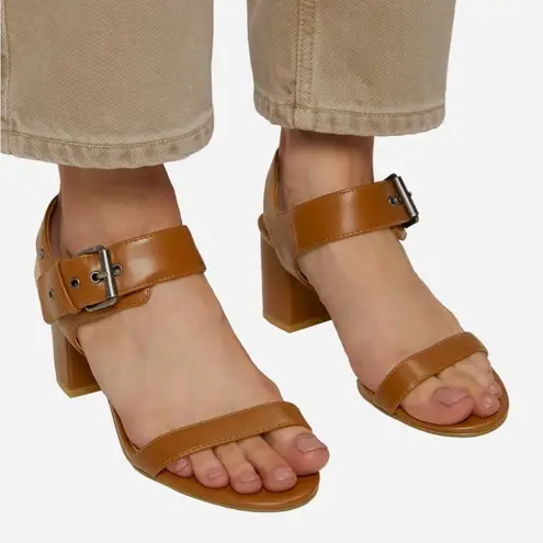 Matt & Nat Denim Strap Sandals Vegan Heeled Sandals in Sky Blue Bock Heel 40/10 Size 9