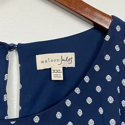 Maison Jules Women's XXL Blue Shadow Dot Sleeveless Asymetric Cut Front Dress