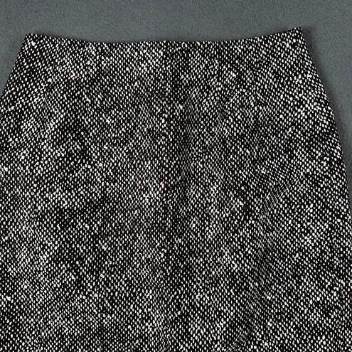 Rickie Freeman Teri Jon Womens 10 Black White Print Silk Wool Pencil Skirt