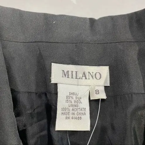 Milano Silk Wool Embroidered Blazer Black Size 8