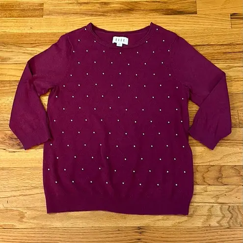 Elle Elegant Pearl Embellished Sweater Sz M