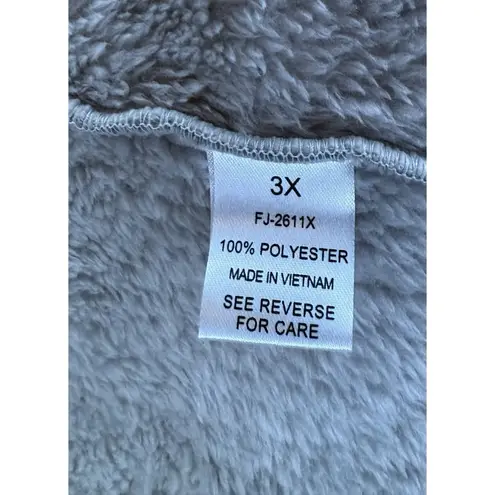 Hooded Faux Fur Vest Sleeveless Jacket Plush Sherpa Coatigan Cardigan Gray Size 3X