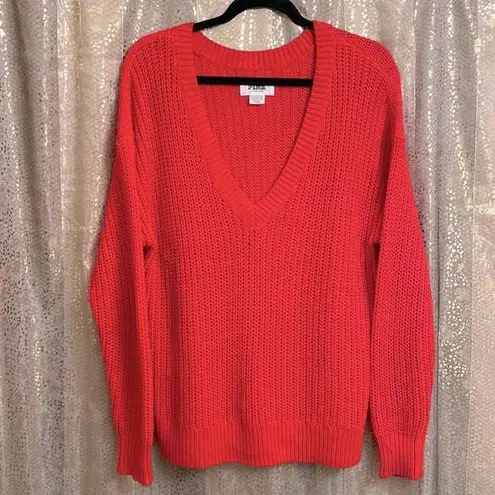 PINK - Victoria's Secret PINK Victoria’s Secrwt bright red open knit oversized sweater, size s, GUC