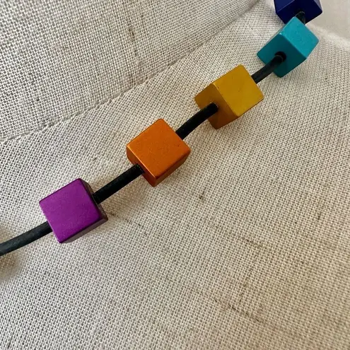 Colorful cubed necklace on cord