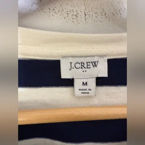 J.Crew  Factory Blue White Striped Button Side‎ Long Sleeve T-shirt Medium