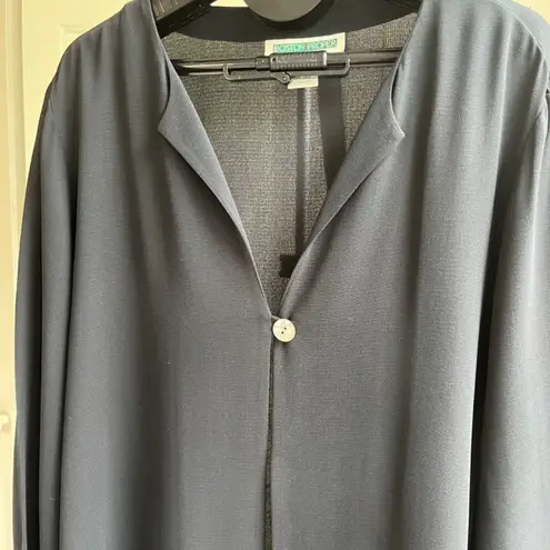 Boston Proper  Silk One Button Black Cardigan Blazer, Size M