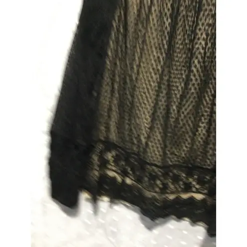 Studio M Black Lace Long Sleeve Blouse Sheer Ethereal Romantic Elegant size M Size M